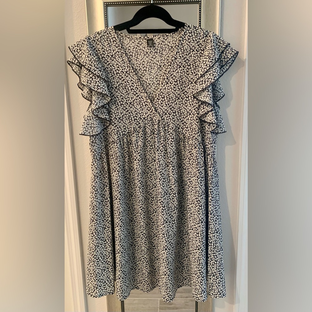 Floral Ruffle Mini Dress EUC 1XL